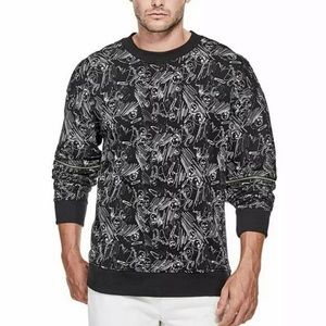 GUESS Mens Black Sweatshirt W/Zipper Sleeves XL